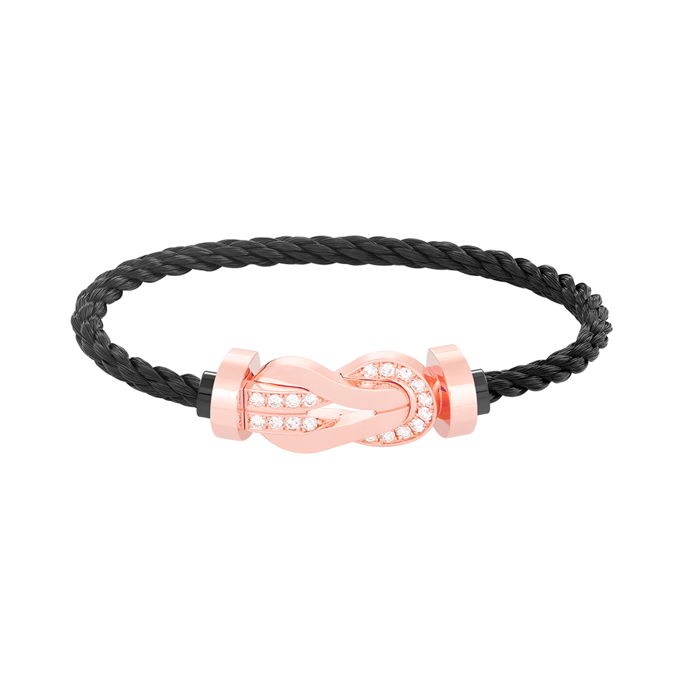 [Glow Muse]CHANCE LARGE 8 FIGURE BUCKLE HALF DIAMOND BRACELET ROSE GOLD