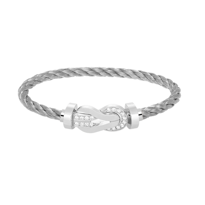 [Glow Muse]CHANCE LARGE 8 FIGURE BUCKLE HALF DIAMOND BRACELET SILVER