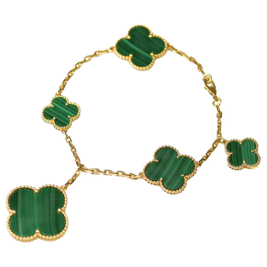 [Glow Muse]MAGIC CLOVER MALACHITE GOLD BRACELET 5 MOTIFS