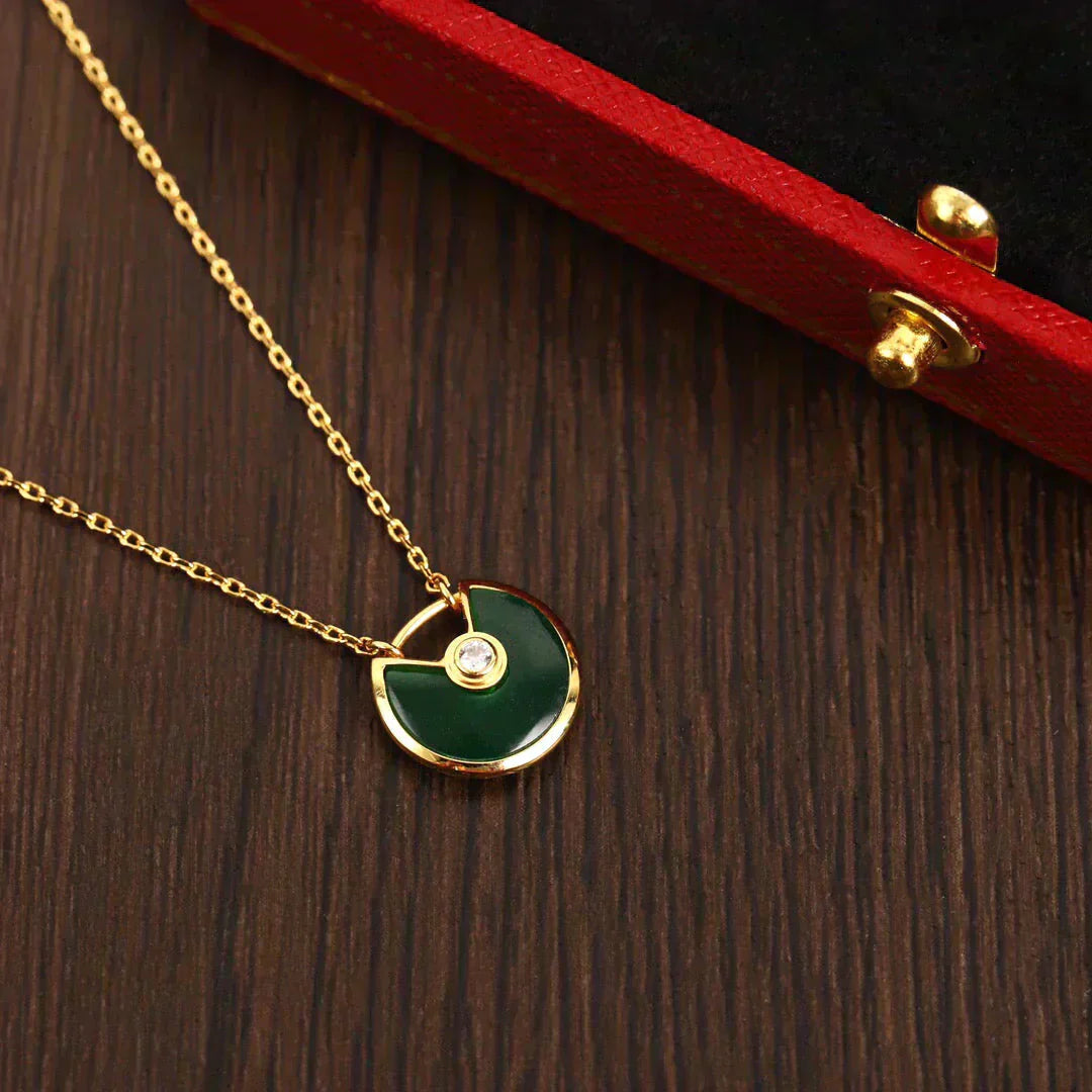 [Glow Muse]AMULETTE GOLD MALACHITE NECKLACE