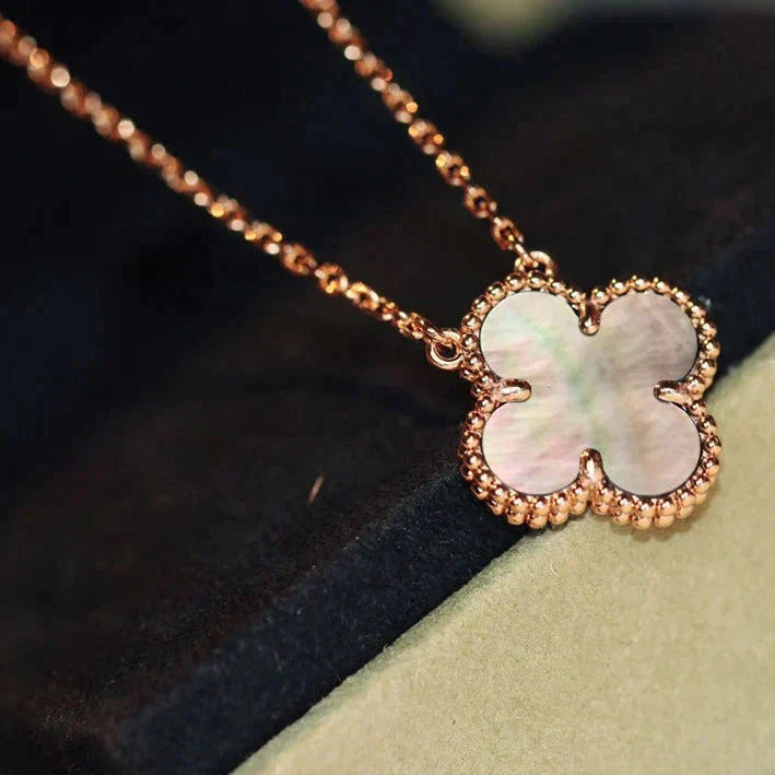 [Glow Muse]CLOVER 15MM  GRAY MOTHER OF PEARL NECKLACE
