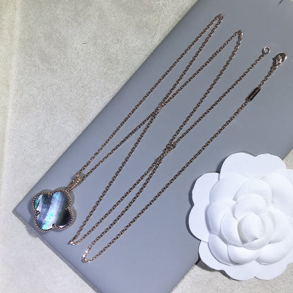 [Glow Muse]CLOVER 25MM GOLD DARK MOP BIG CLOVER NECKLACE