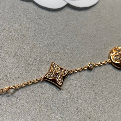 [Glow Muse]STAR AND SUN 4 MOTIFS GOLD DIAMONDS BRACELET