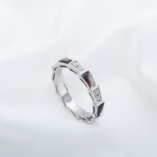 [Glow Muse]SERPENTI RING SILVER  DIAMOND BLACK MOP 3MM