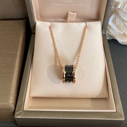 [Glow Muse]ZERO 1 BLACK CERAMIC PINK GOLD NECKLACE