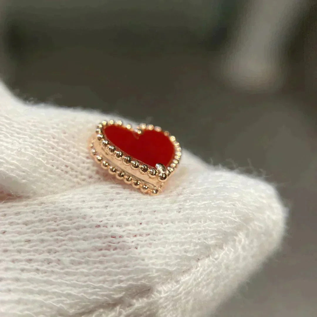 [Glow Muse]HEART CARNELIAN STUD EARRINGS