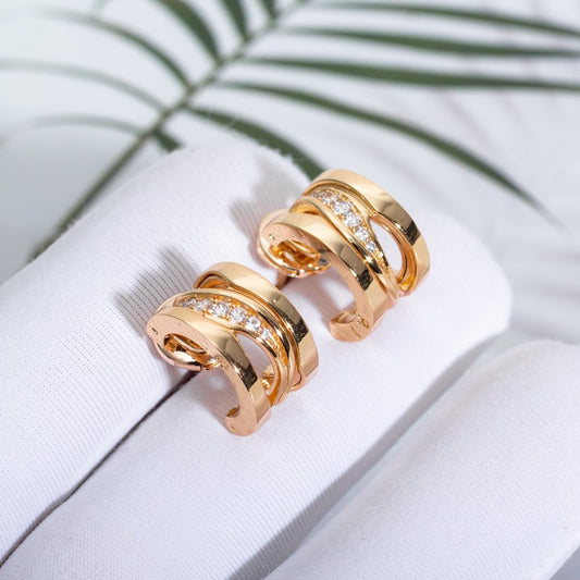 [Glow Muse]ZERO 1 PINK GOLD DIAMONDS EARRINGS
