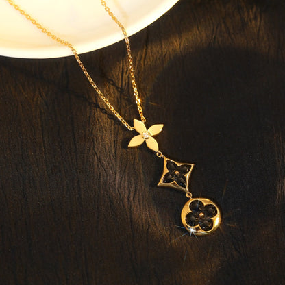 [Glow Muse]STAR AND SUN ONYX PINK GOLD NECKLACE