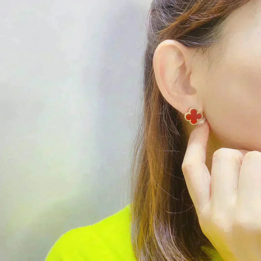 [Glow Muse]CLOVER MEDIUM 1 MOTIFS CARNELIAN  EARRINGS