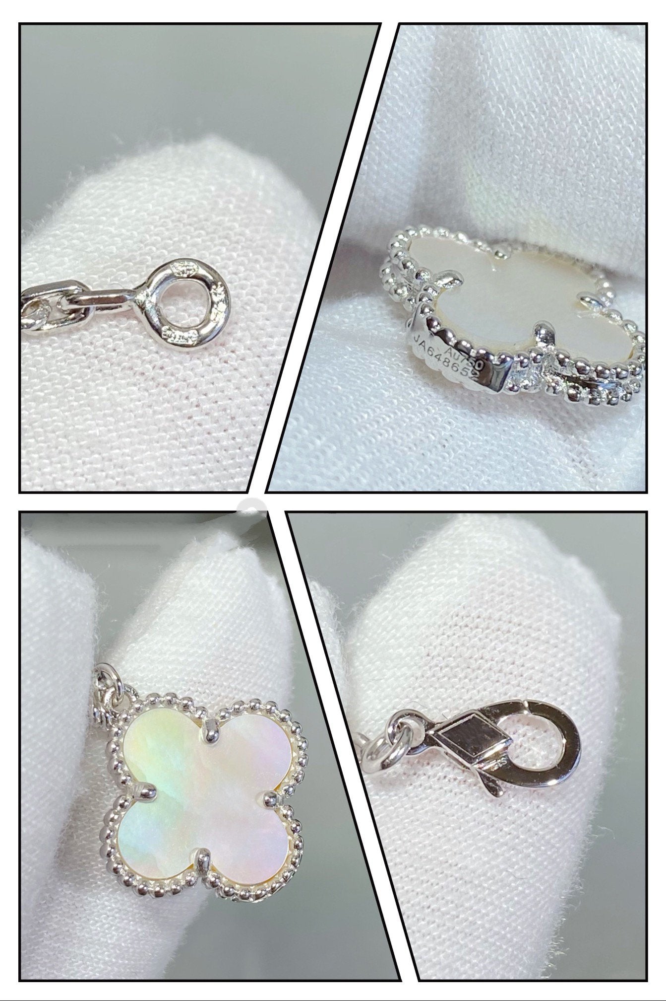 [Glow Muse]CLOVER 5 MOTIF WHITE MOP SILVER BRACELET