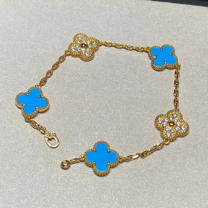 [⭐Glow Muse] CLOVER 5 MOTIF BLUE AGATE BRACELET COLLECTION