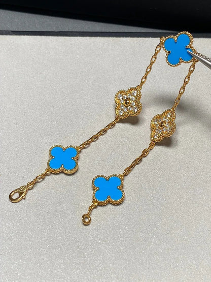 [⭐Glow Muse] CLOVER 5 MOTIF BLUE AGATE BRACELET COLLECTION