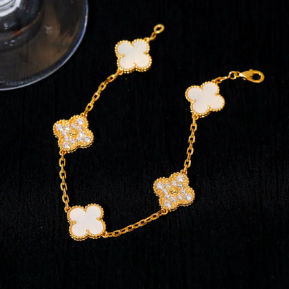 [⭐Glow Muse]CLOVER WHITE PEARL MOP 5 MOTIF BRACELET COLLECTION