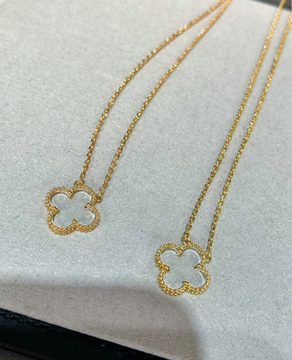 [Glow Muse]CLOVER ROCK CRYSTAL ROSE GOLD NECKLACE