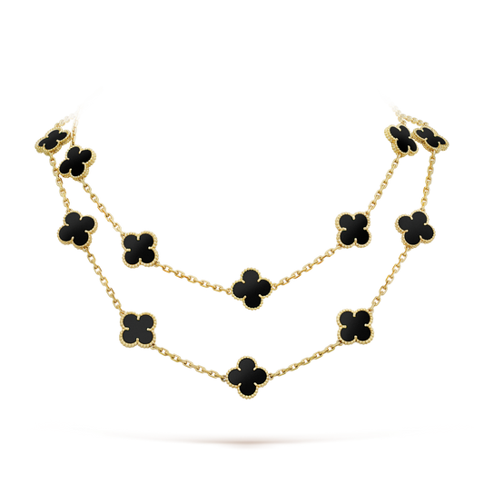 [Glow Muse]CLOVER 20 MOTIFS ONYX NECKLACE