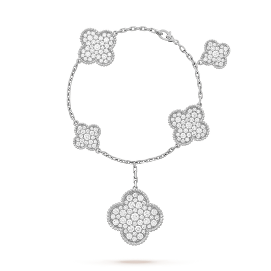 [Glow Muse]CLOVER 6 MOTIFS SILVER DIAMOND BRACELET