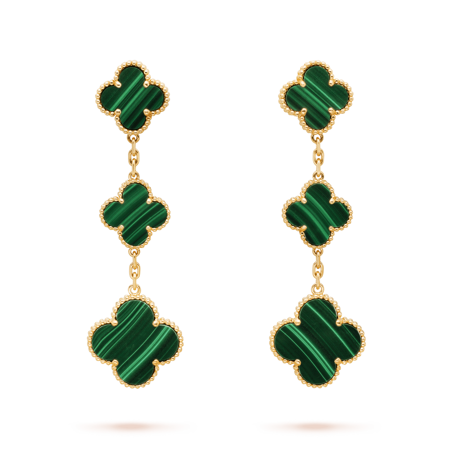 [Glow Muse]CLOVER MALACHITE 3 MOTIFS GOLD