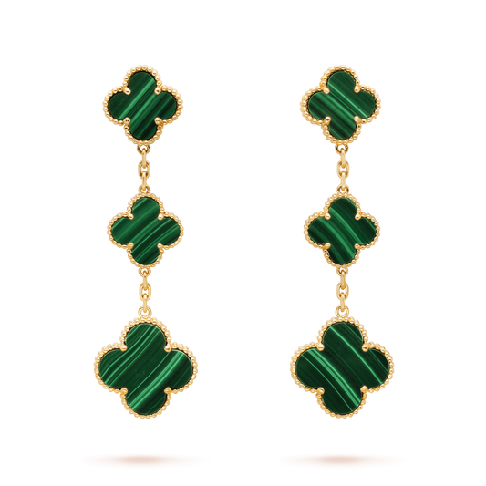 [Glow Muse]CLOVER MALACHITE 3 MOTIFS GOLD