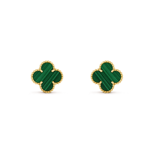 [Glow Muse]CLOVER MEDIUM 1 MOTIFS MALACHITE  EARRINGS