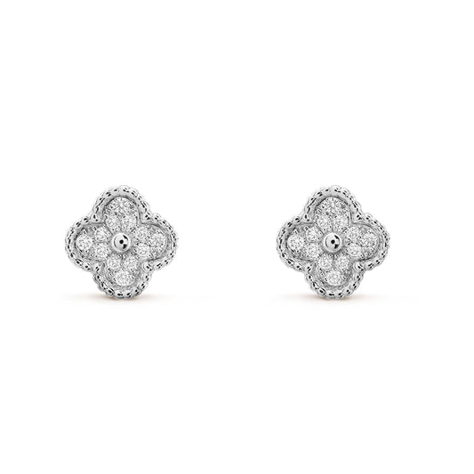[Glow Muse]CLOVER MINI DIAMOND STUD EARRINGS