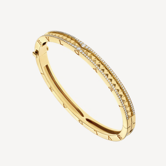 [Glow Muse]ZERO 1 SPIRAL AND PAVED DIAMOND GOLD BRACELET