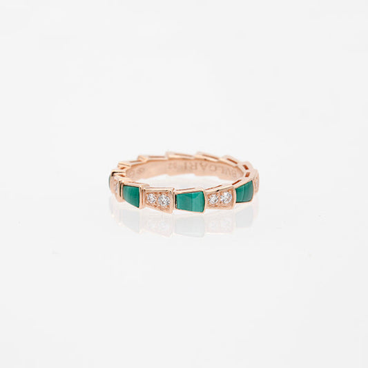 [Glow Muse]SERPENTI RING PINK GOLD MALACHITE DIAMOND 3MM