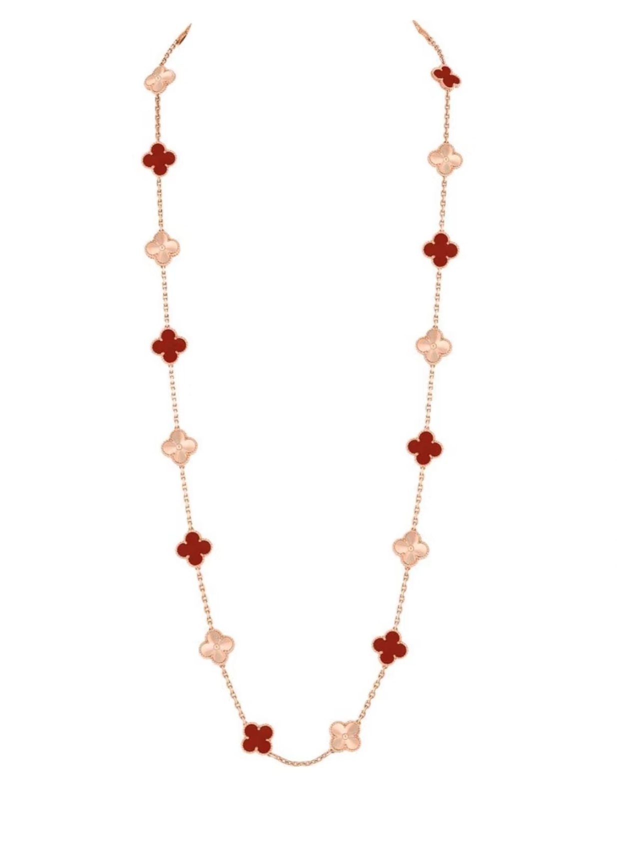 [Glow Muse]CLOVER 20 MOTIFS LASER CARNELIAN NECKLACE