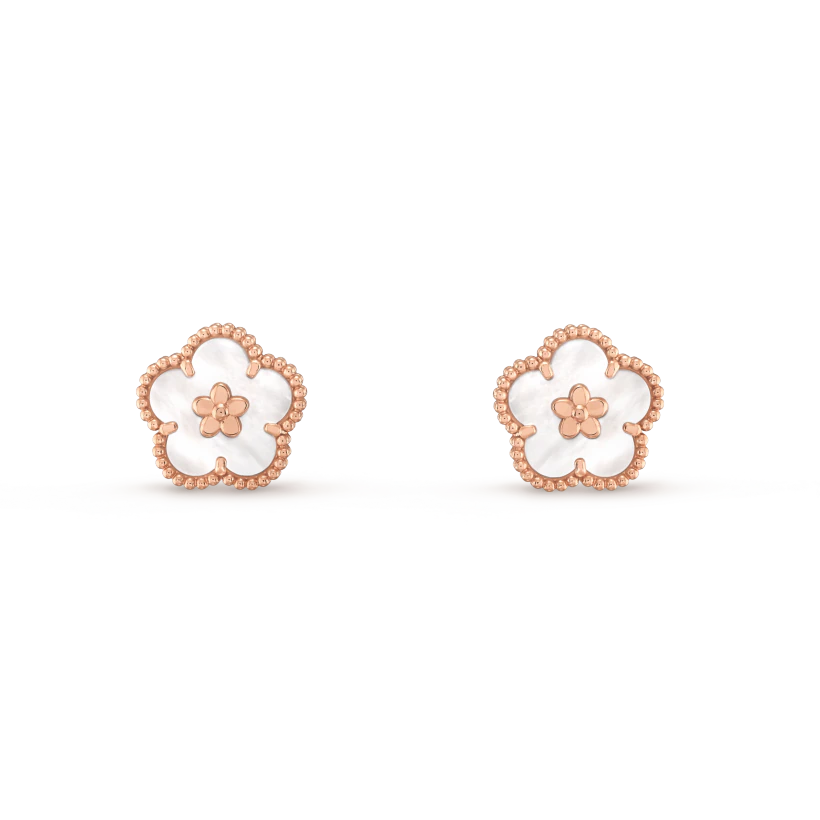 [Glow Muse]LUCKY PINK GOLD WHITE MOP EARRINGS