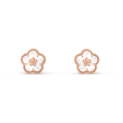 [Glow Muse]LUCKY PINK GOLD WHITE MOP EARRINGS