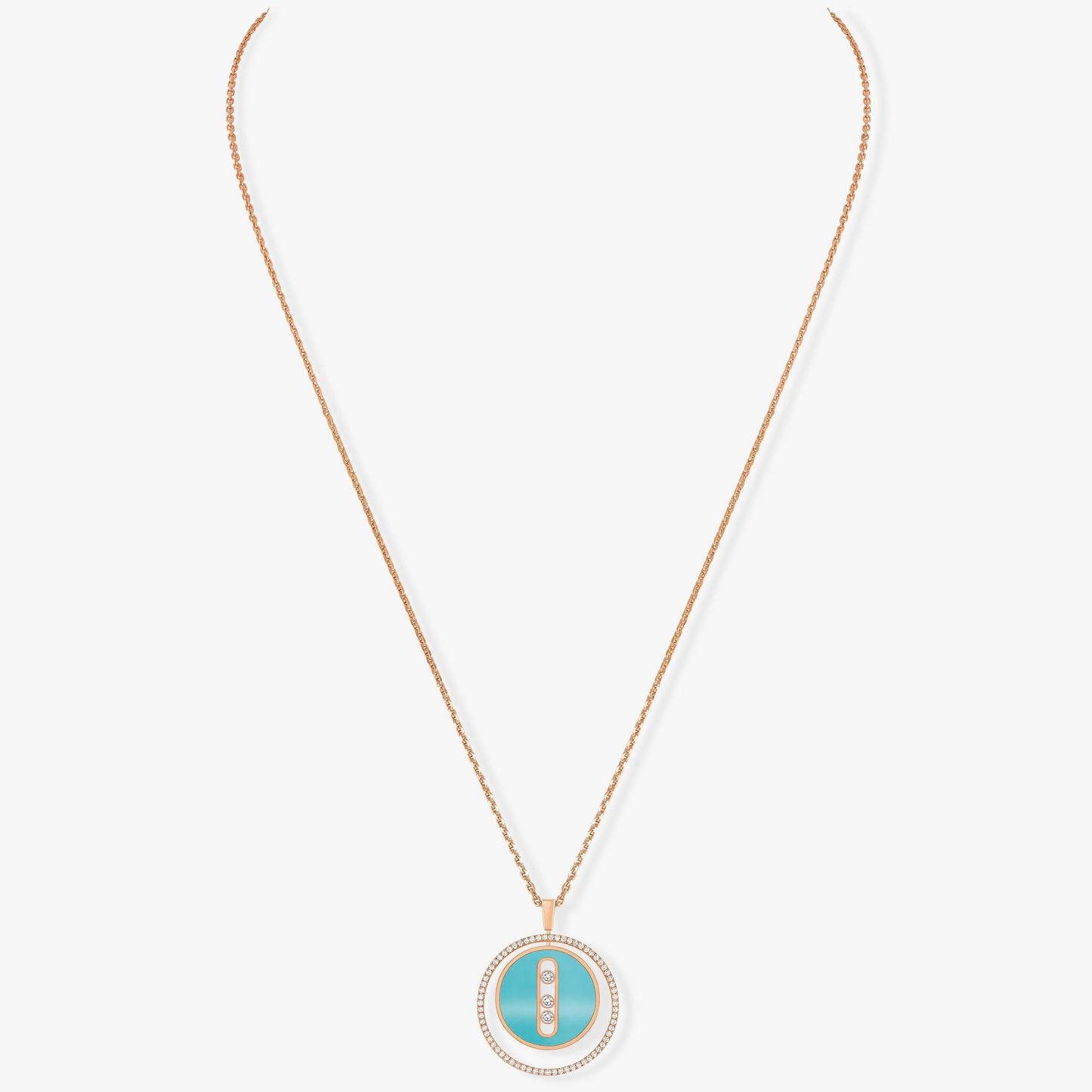 [Glow Muse]Demo MOVE 3 DIAMONDS TURQUOISE PINK GOLD DIAMOND NECKLACE
