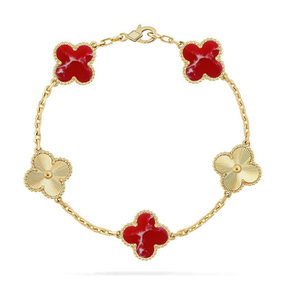 [⭐Glow Muse]CLOVER 5 MOTIF RED PATTERN BRACELET COLLECTION