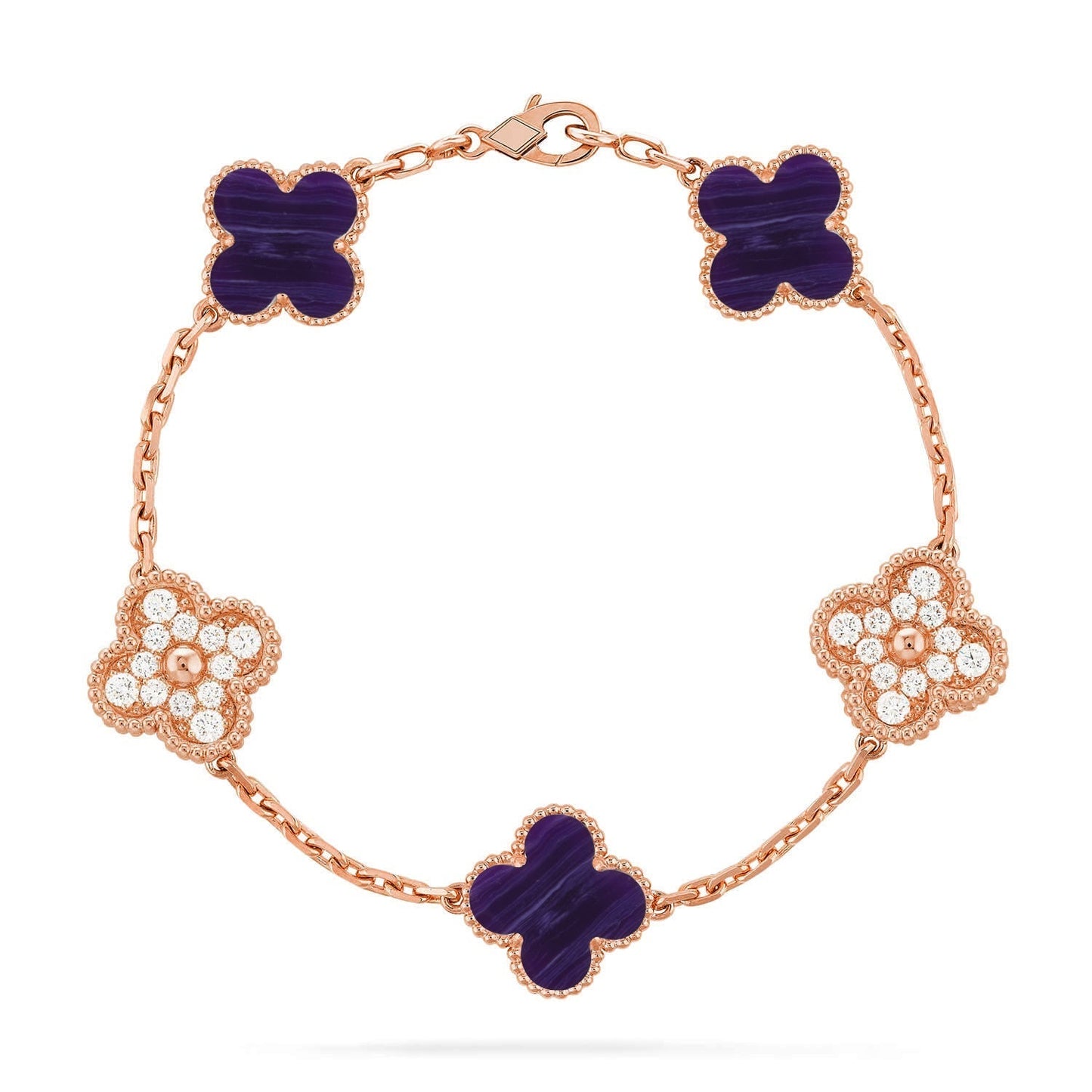 [⭐Glow Muse]CLOVER 5 MOTIF PURPLE STRIPES BRACELET COLLECTION