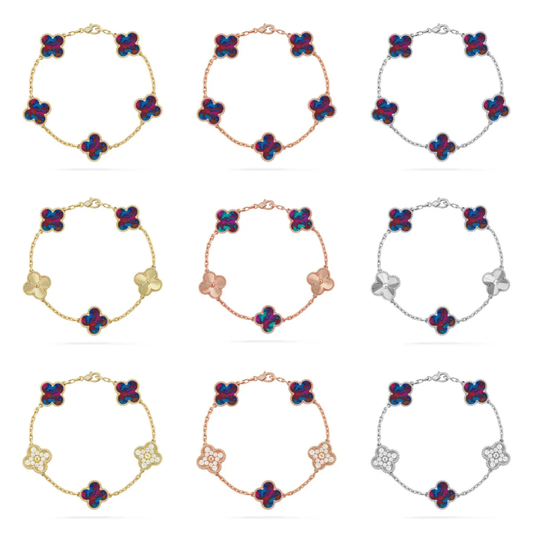 [⭐Glow Muse]CLOVER 5 MOTIF COLOR GEMSTONES BRACELET COLLECTION