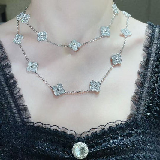 [Glow Muse]CLOVER 20 MOTIFS FULL-DIAMOND NECKLACE