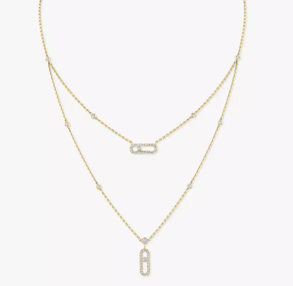 [Glow Muse]MS Double-Circle Full-Diamond Necklace