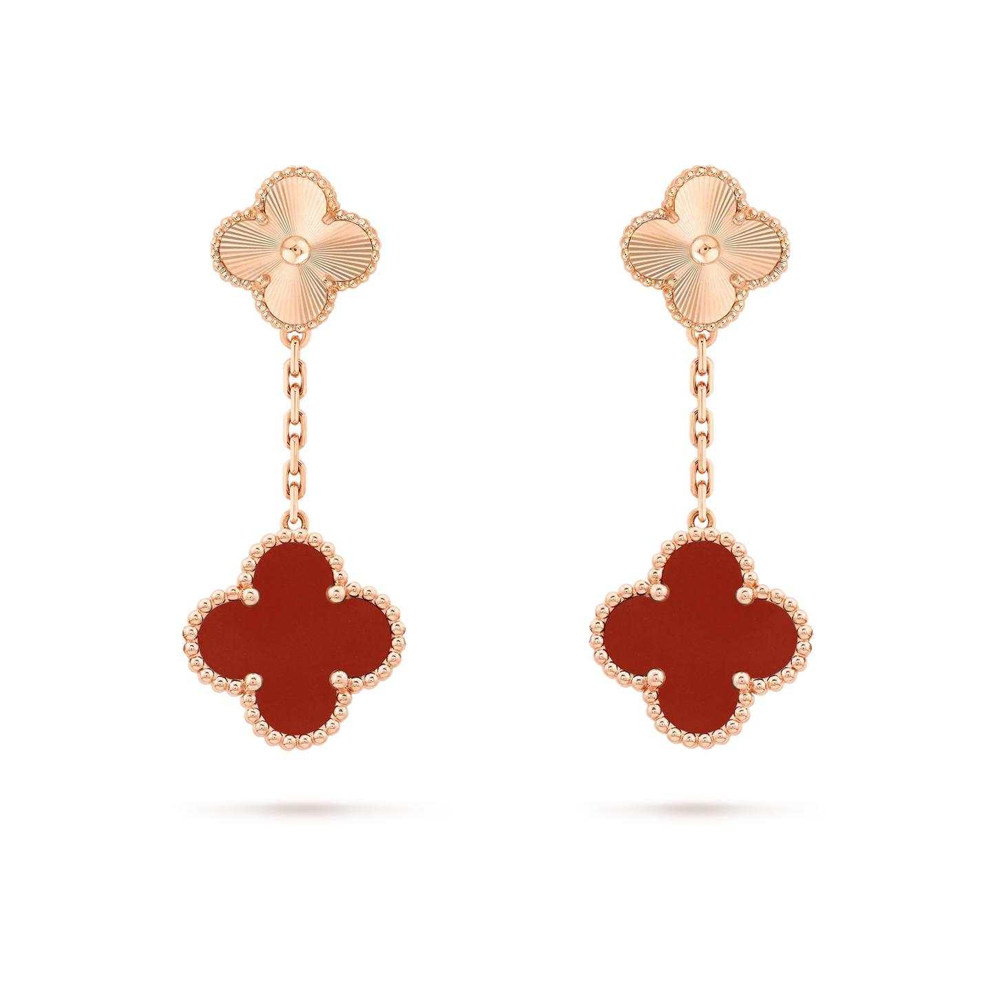 [Glow Muse]CLOVER 2 MOTIF  LASER CARNELIAN EARRINGS