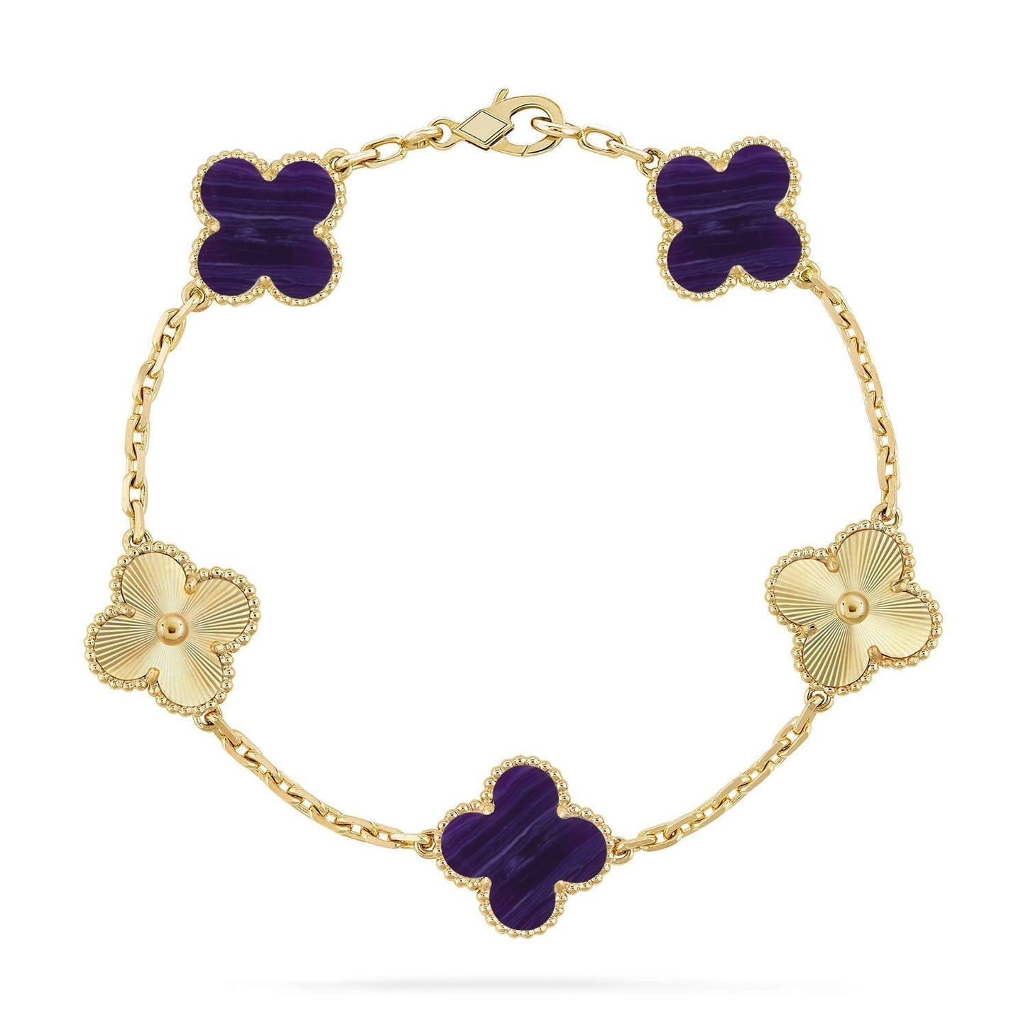 [⭐Glow Muse]CLOVER 5 MOTIF PURPLE STRIPES BRACELET COLLECTION