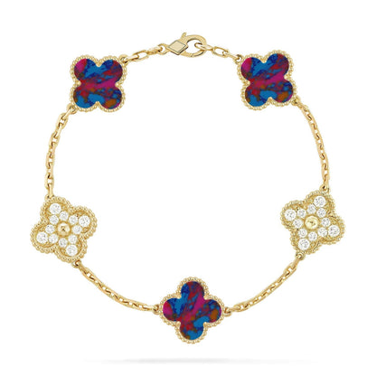 [⭐Glow Muse]CLOVER 5 MOTIF COLOR GEMSTONES BRACELET COLLECTION