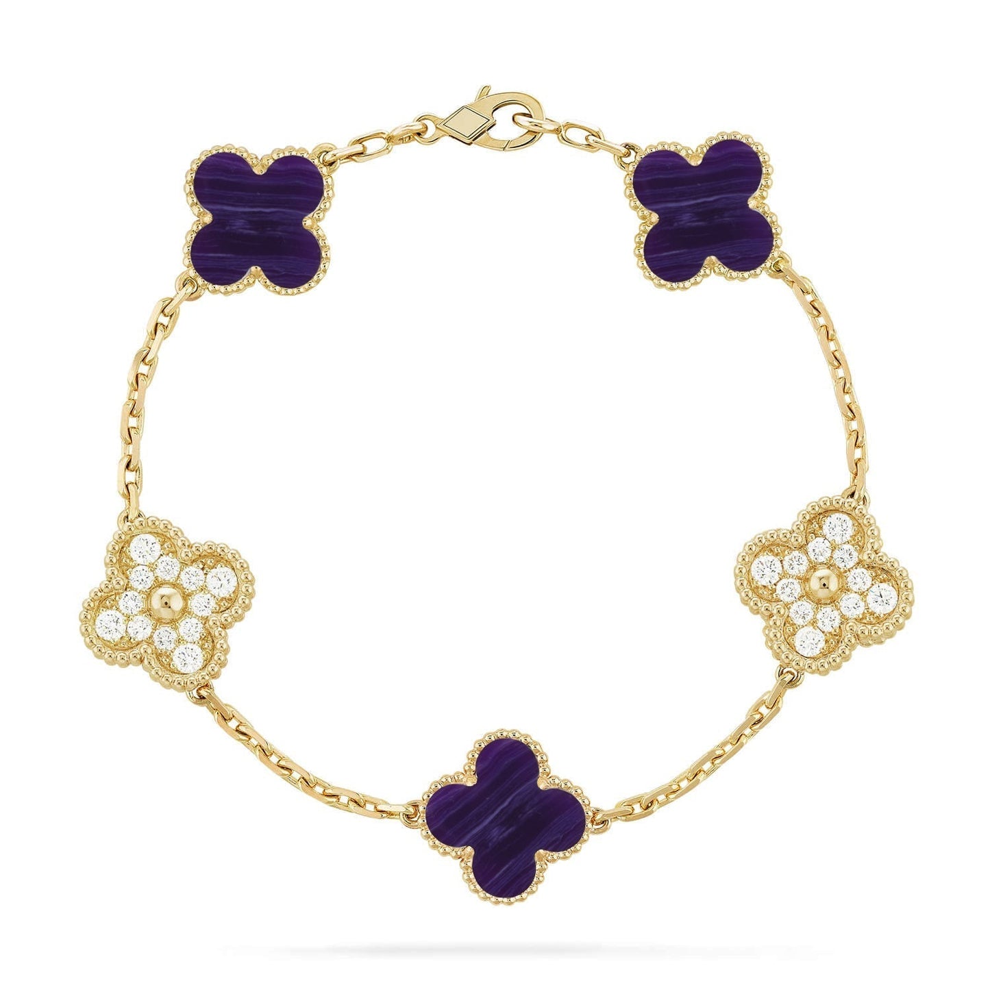 [⭐Glow Muse]CLOVER 5 MOTIF PURPLE STRIPES BRACELET COLLECTION