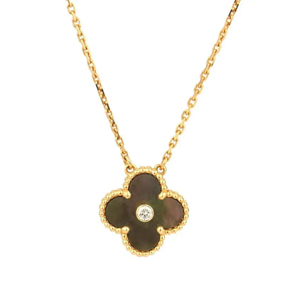 [Glow Muse]CLOVER 15MM DIAMOND AND MOTHER-OF-GREY NECKLACE