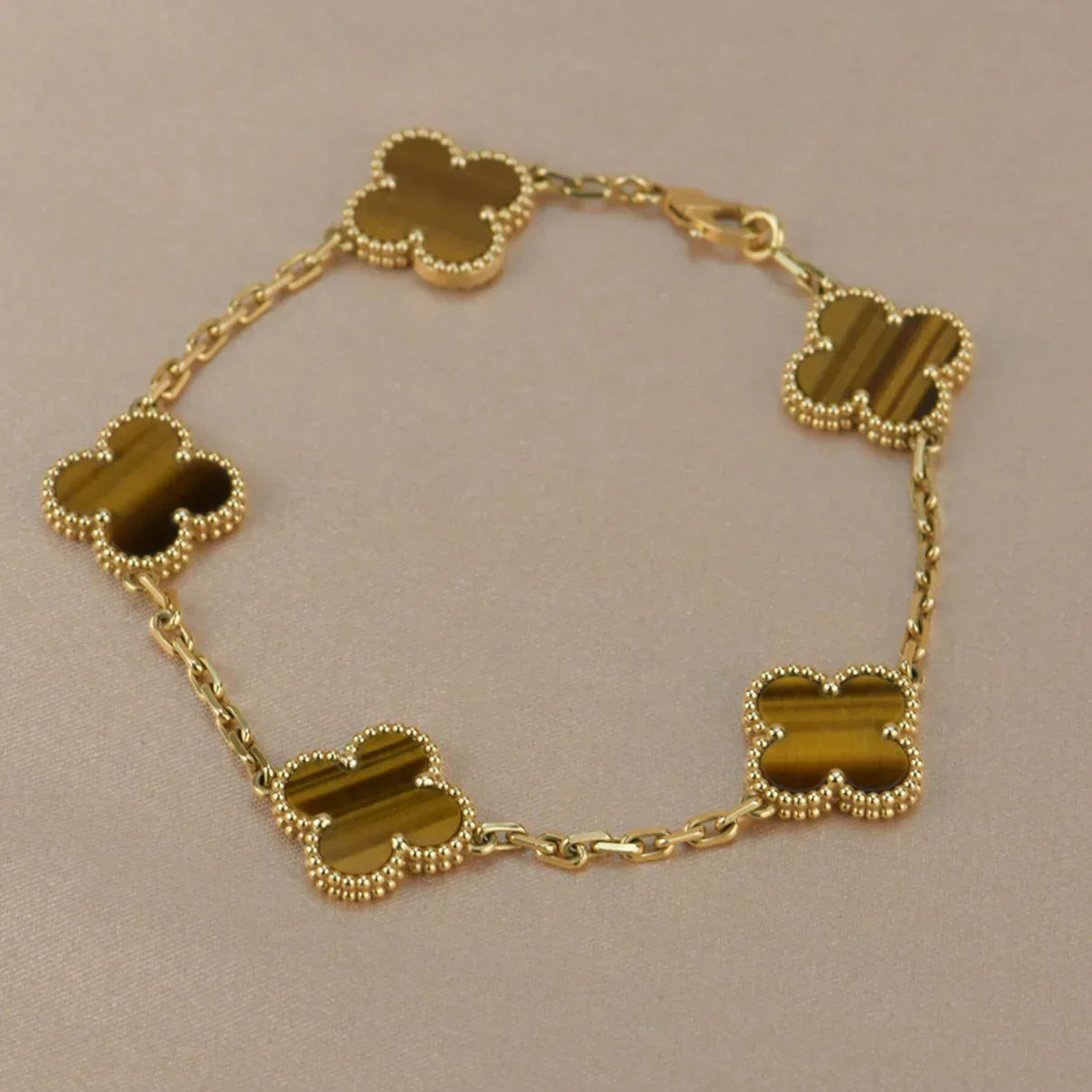 [⭐Glow Muse] CLOVER 5 MOTIFS TIGER EYE BRACELET COLLECTION