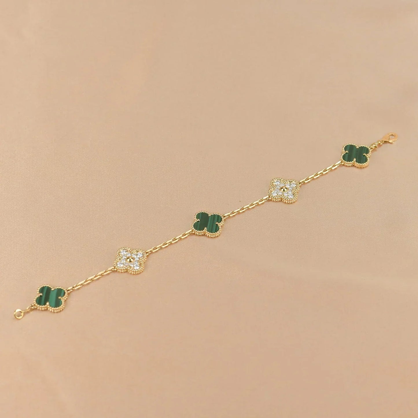 [⭐Glow Muse] CLOVER 5 MOTIF MALACHITE BRACELET COLLECTION