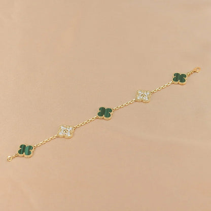 [⭐Glow Muse] CLOVER 5 MOTIF MALACHITE BRACELET COLLECTION