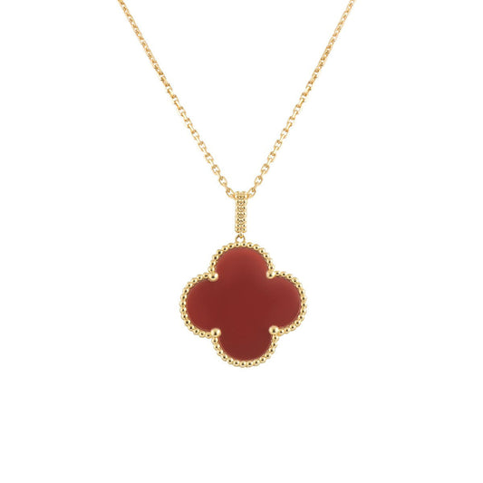 [Glow Muse]CLOVER 25MM NECKLACE GOLD CARNELIAN