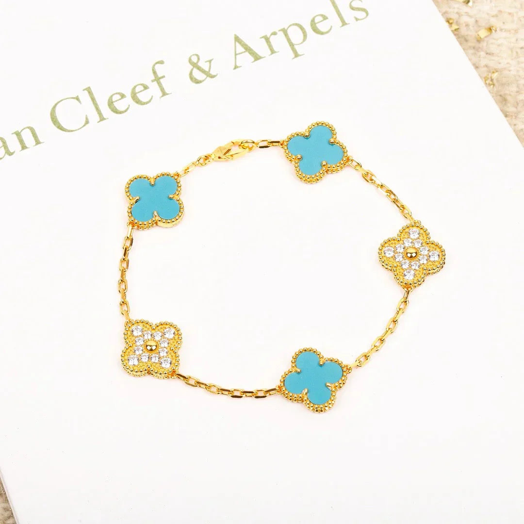 [⭐Glow Muse] CLOVER 5 MOTIF TURQUOISE BRACELET COLLECTION