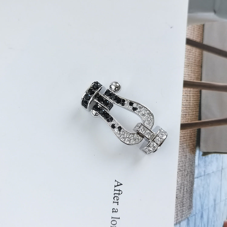 [Glow Muse]FORCE LARGE HORSESHOE BLACK WHITE DIAMOND BRACELET ROSE GOLD