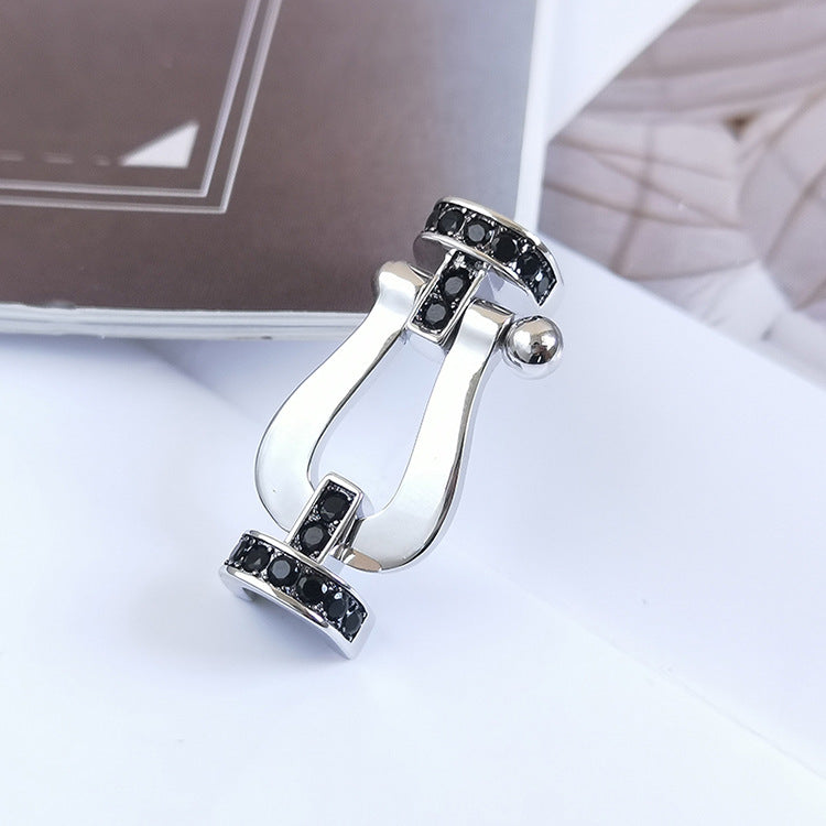 [Glow Muse]FORCE LARGE HORSESHOE BLACK DIAMOND BRACELET SILVER
