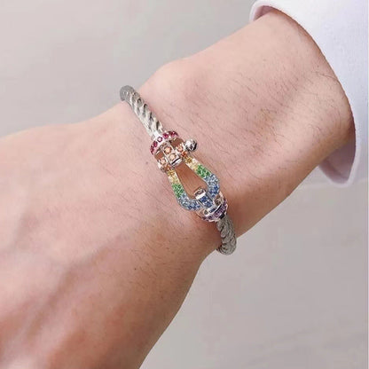 [Glow Muse]FORCE LARGE HORSESHOE  COLORED DIAMOND BRACELET ROSE GOLD