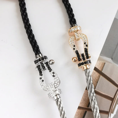 [Glow Muse]FORCE LARGE HORSESHOE BLACK WHITE DIAMOND BRACELET ROSE GOLD