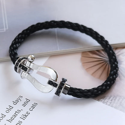 [Glow Muse]FORCE LARGE HORSESHOE BLACK DIAMOND BRACELET SILVER